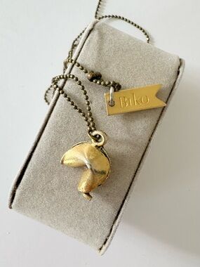 BIKO Fortune Cookie Necklace  – Brass Charm Necklace